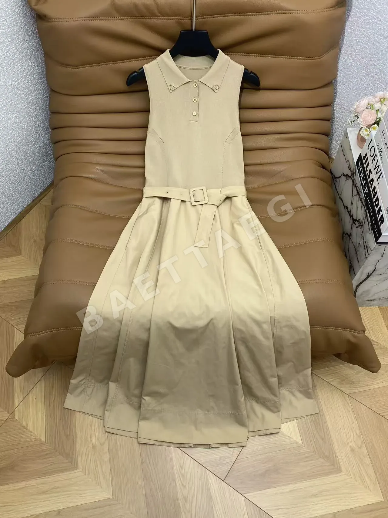 발렌티노 울 코튼 혼방 민소매 맥시 원피스 상세 이미지 7