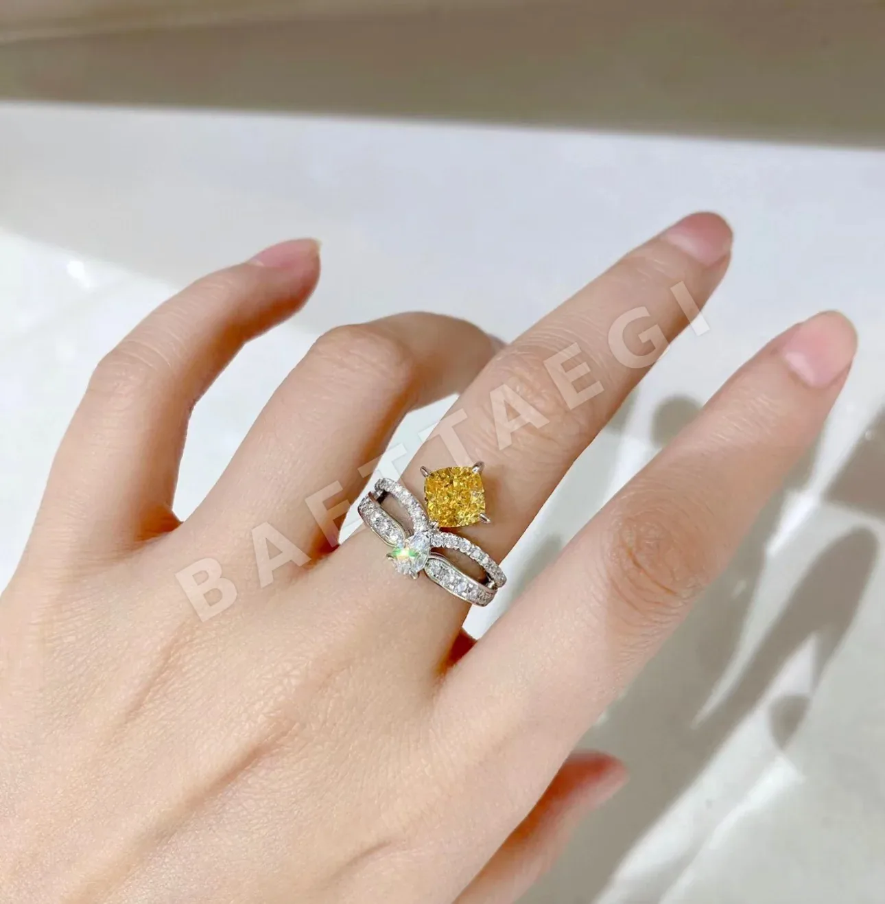 쇼메 옐로우 다이아몬드 골드 도금 반지 상세 이미지 4