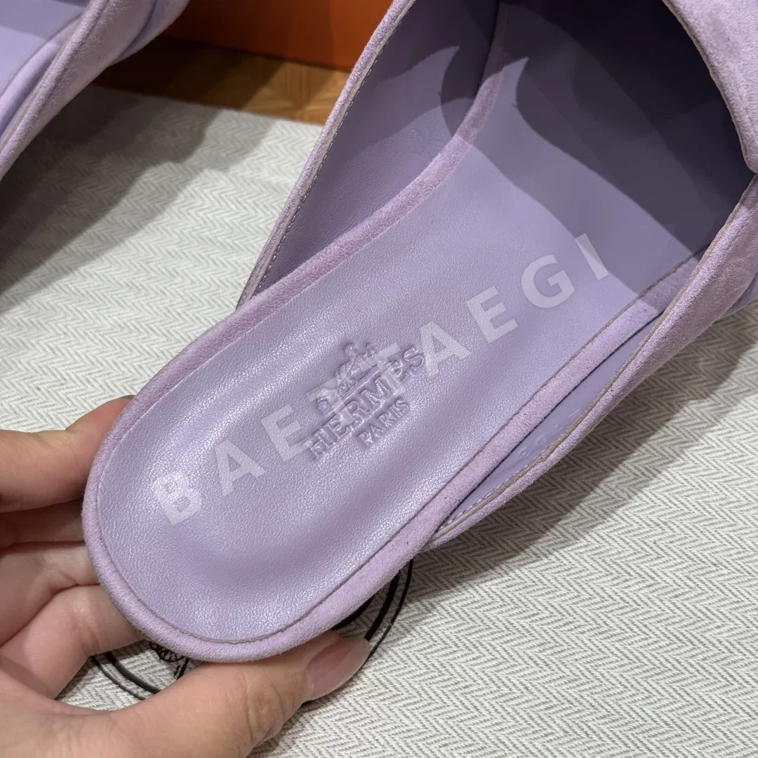 에르메스 샌들 보라색 샤무아 가죽 상세 이미지 10