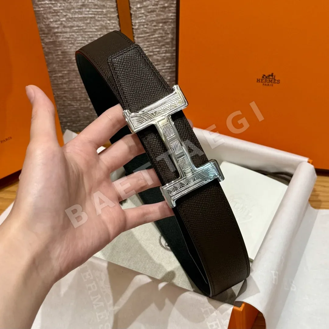 에르메스 홈 투아레그 버클 양면 가죽 벨트 상세 이미지 6
