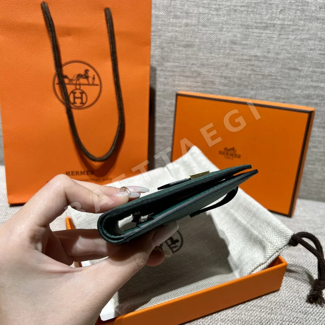 에르메스 피콕 그린 엡솜 팜 프린트 지갑 상세 이미지 3