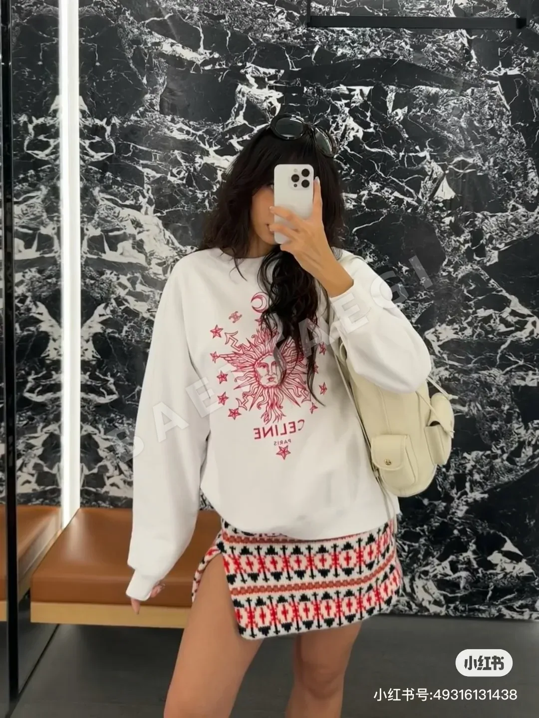 셀린느 스타 문 패턴 면 긴팔 티셔츠 상세 이미지 7