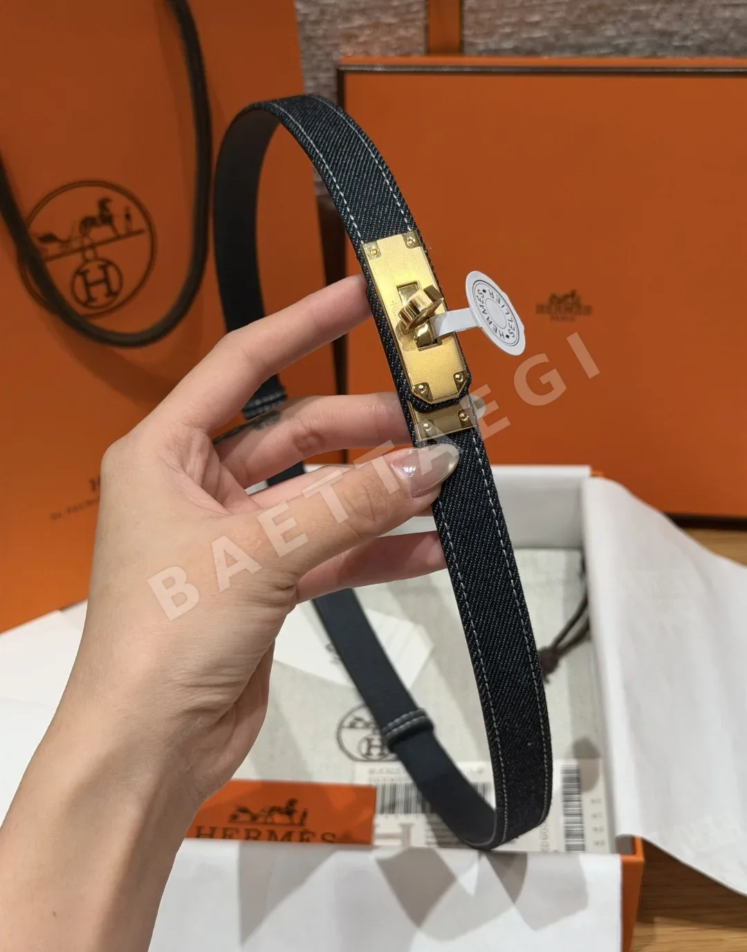 에르메스 H 캔버스 켈리 버클 팔라듐 도금 벨트 상세 이미지 4
