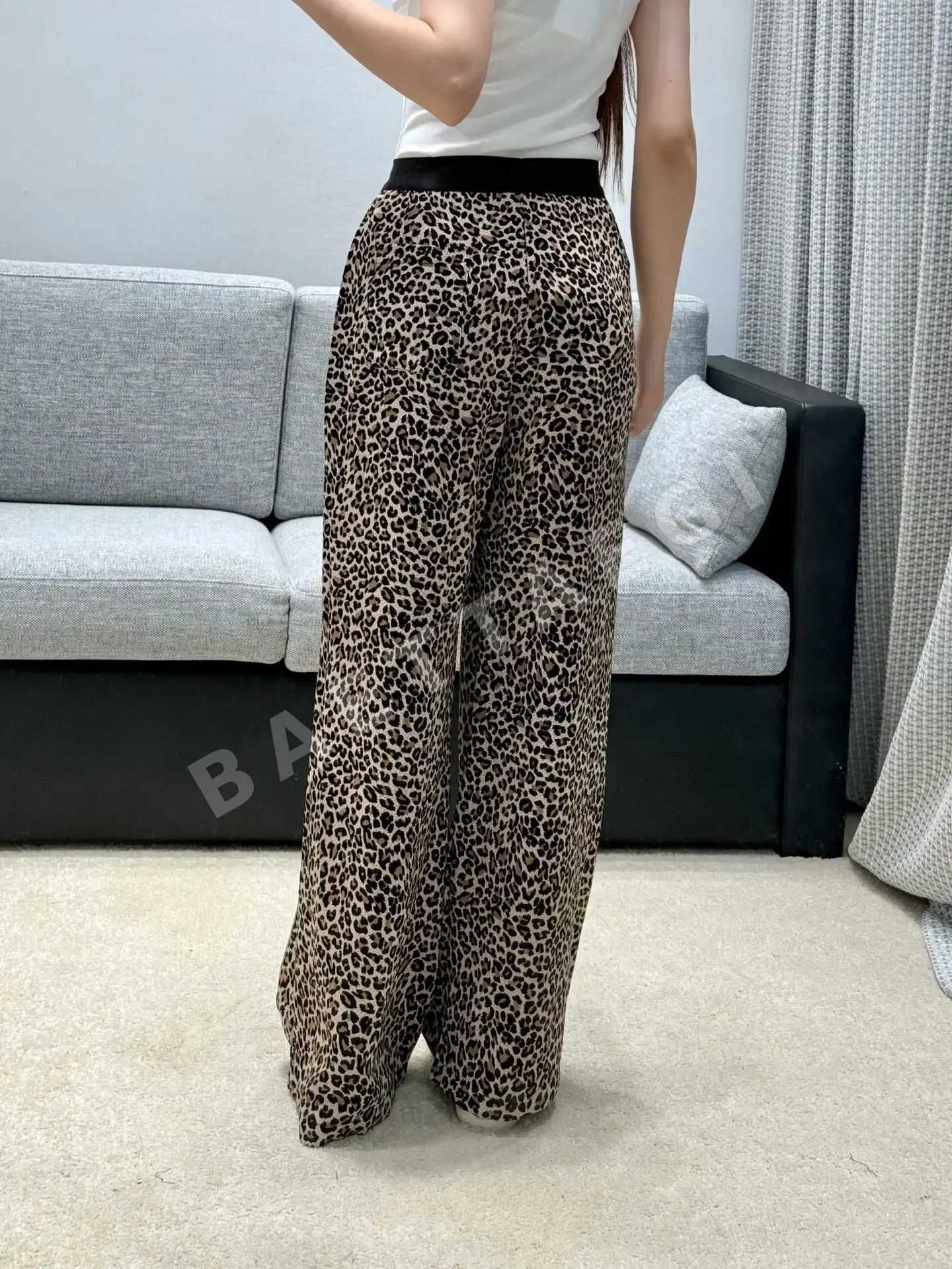 생로랑 레오파드 와이드 팬츠 상세 이미지 3