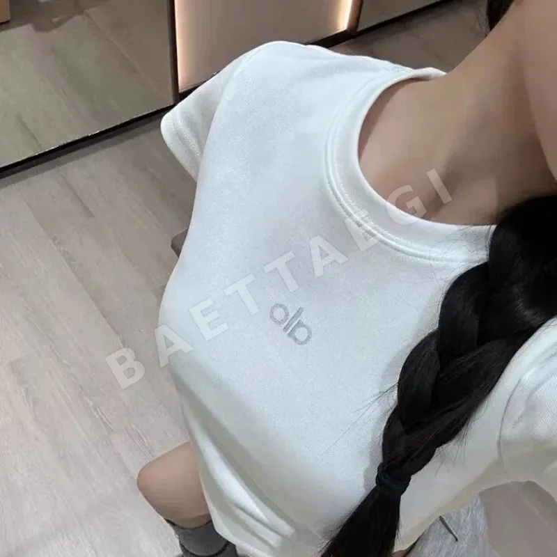 알로 여성 라운드넥 숄더컷 반팔 티셔츠 상세 이미지 5