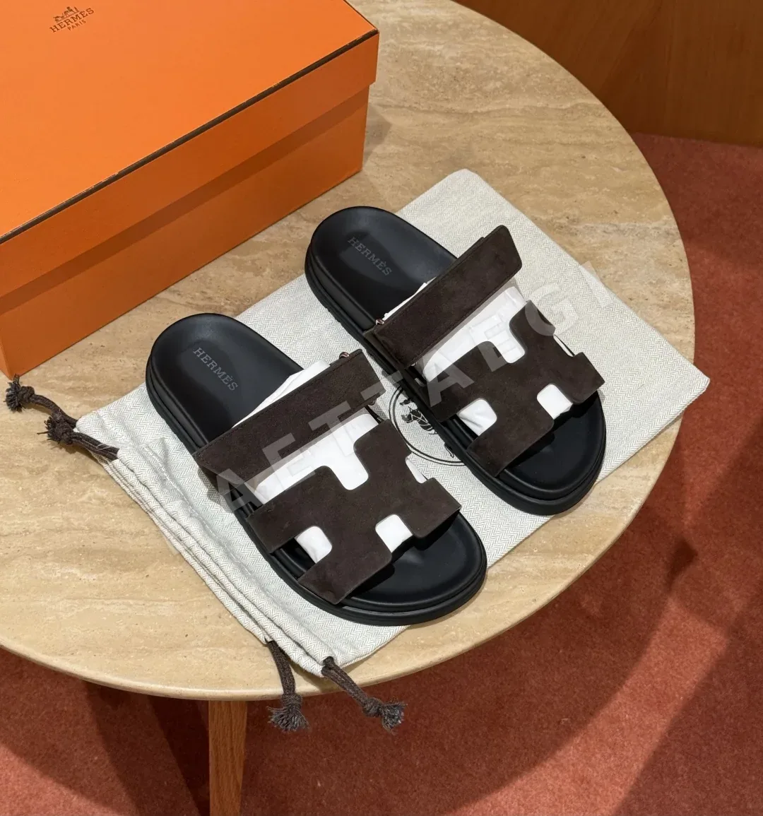 에르메스 시프르 샌들 마론・에베느 스웨이드 고트 스킨 상세 이미지 6