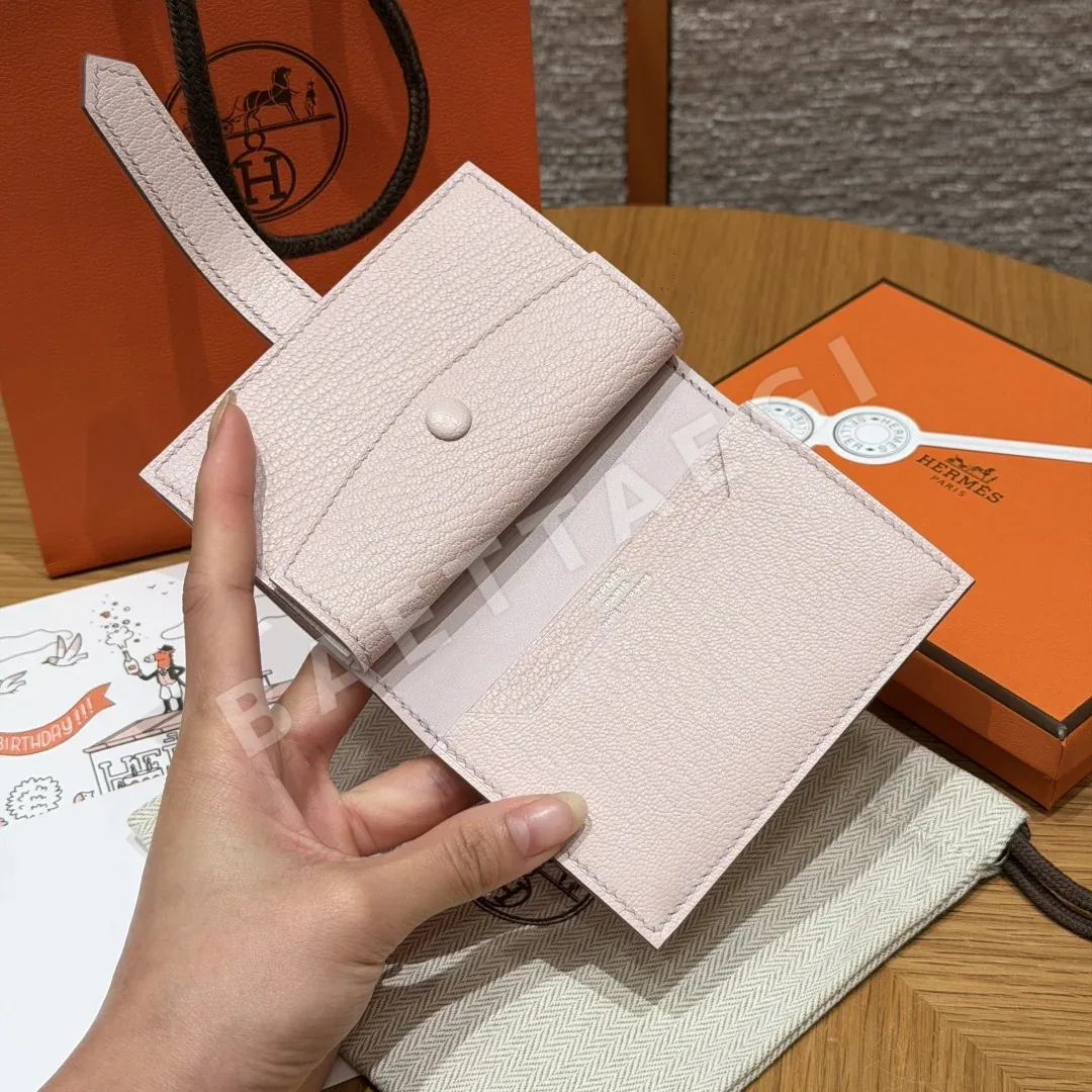에르메스 베안 카드홀더 미니 모브 페일 염소가죽 지갑 상세 이미지 5