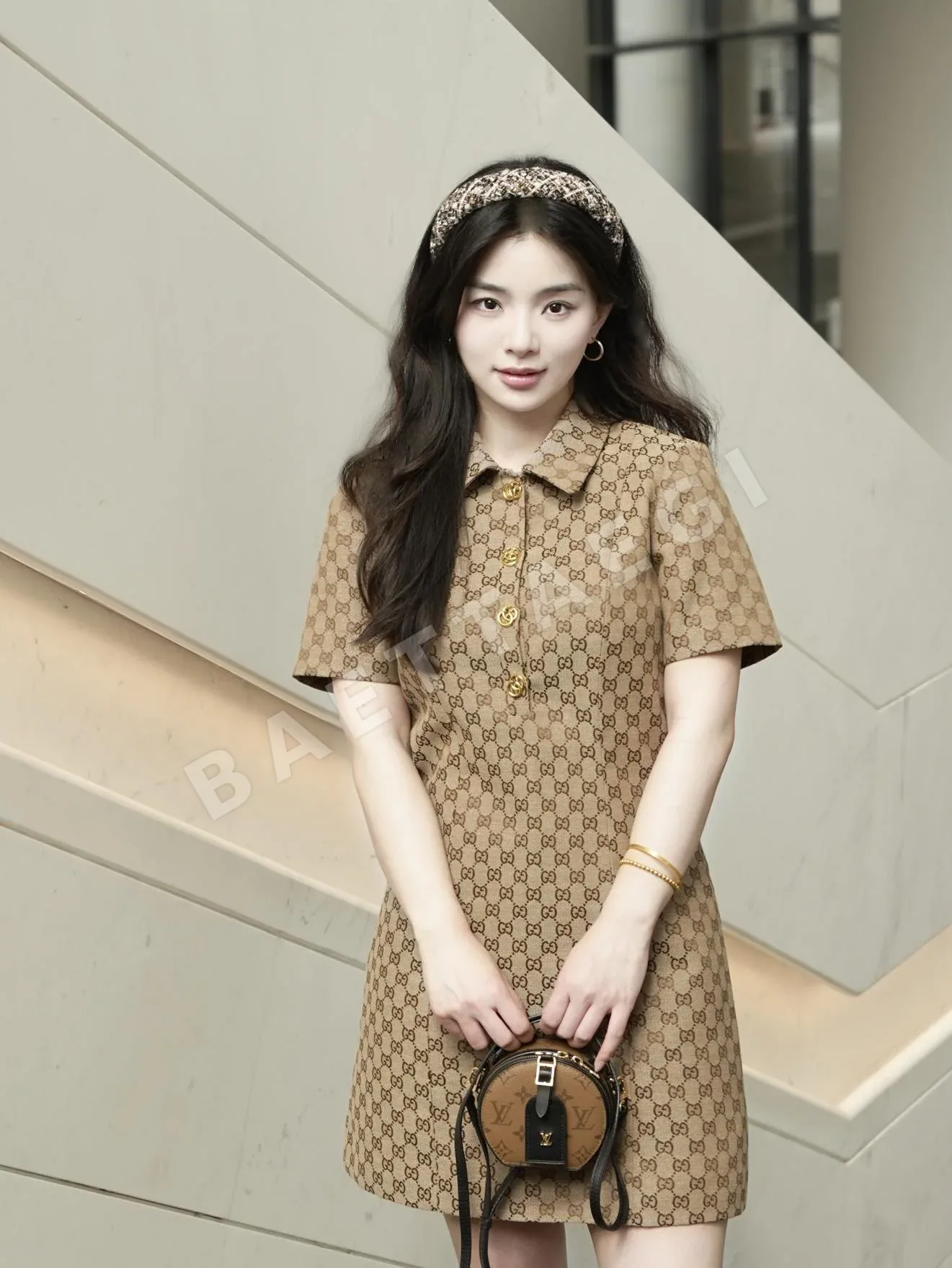 구찌 여성 자카드 슬림핏 반팔 원피스 상세 이미지 9
