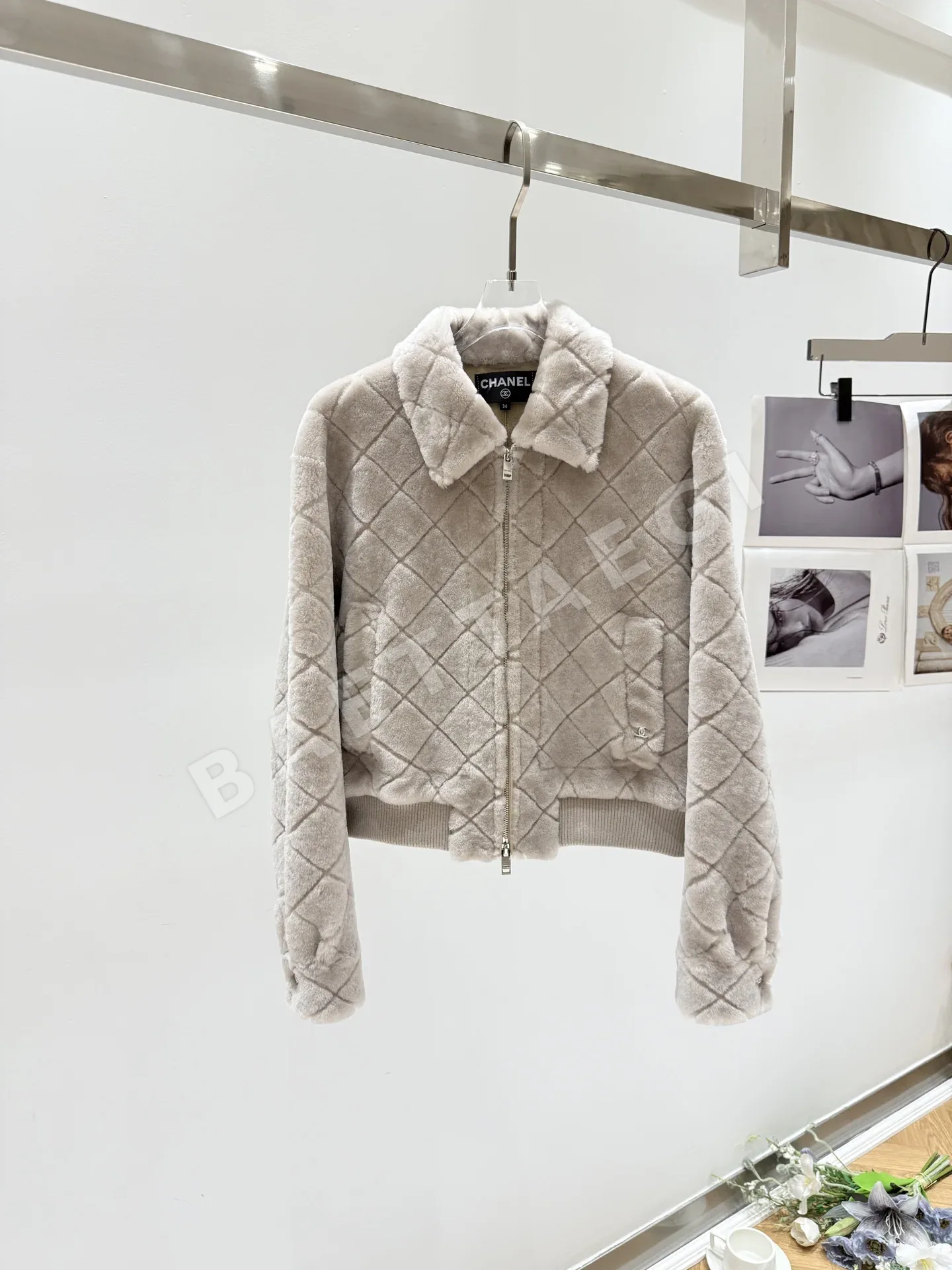 샤넬 울 모피 여성 자켓 208513