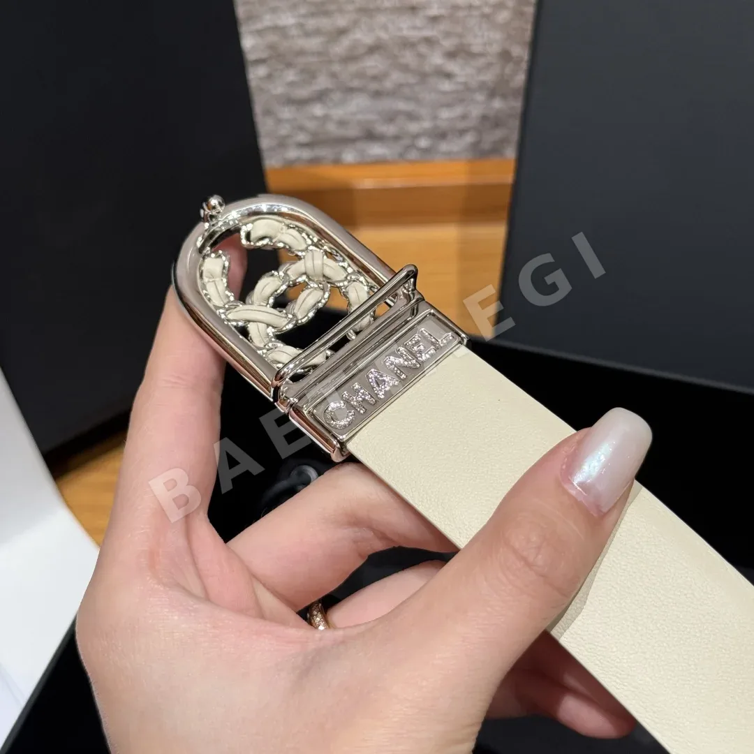 샤넬 더블 C 골드 로고 소가죽 양면 벨트 상세 이미지 8