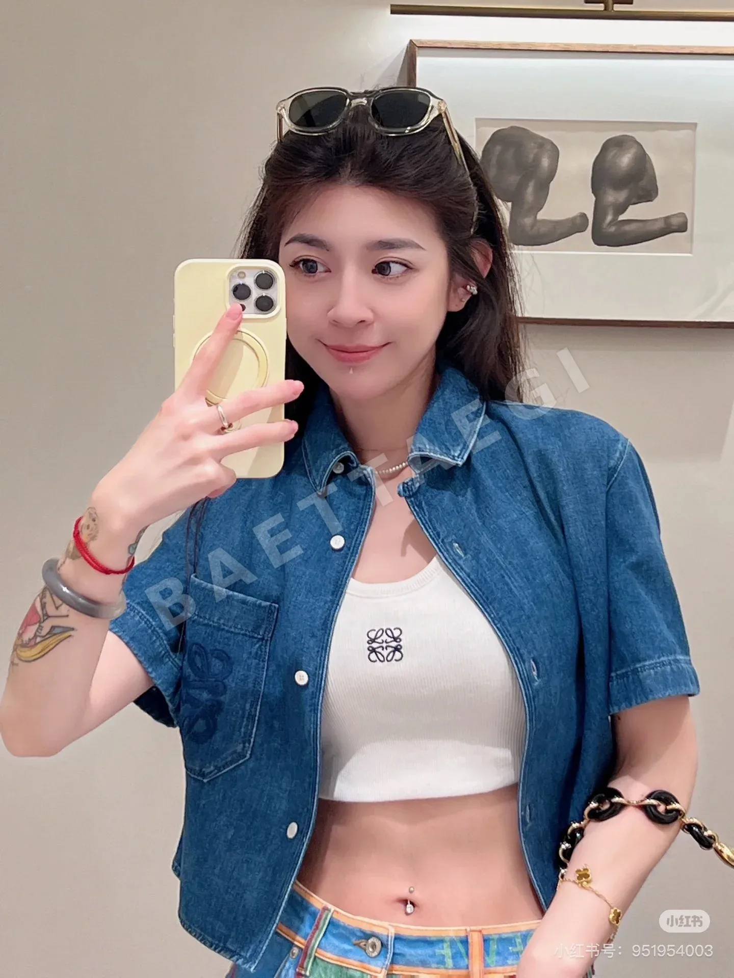 로에베 빈티지 워시드 데님 크롭 셔츠 상세 이미지 5