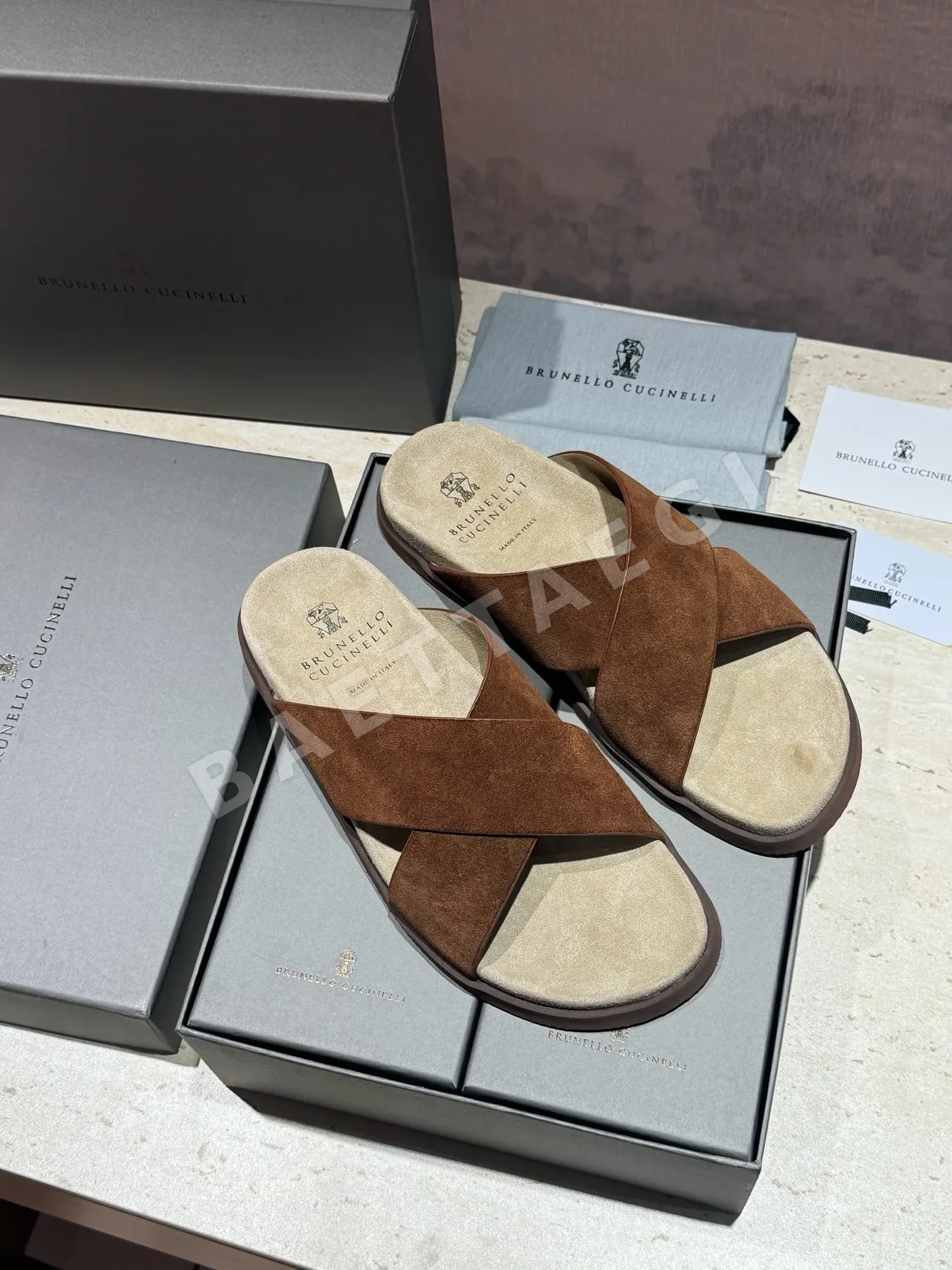브루넬로쿠치넬리 남성 스웨이드 샌들 상세 이미지 3