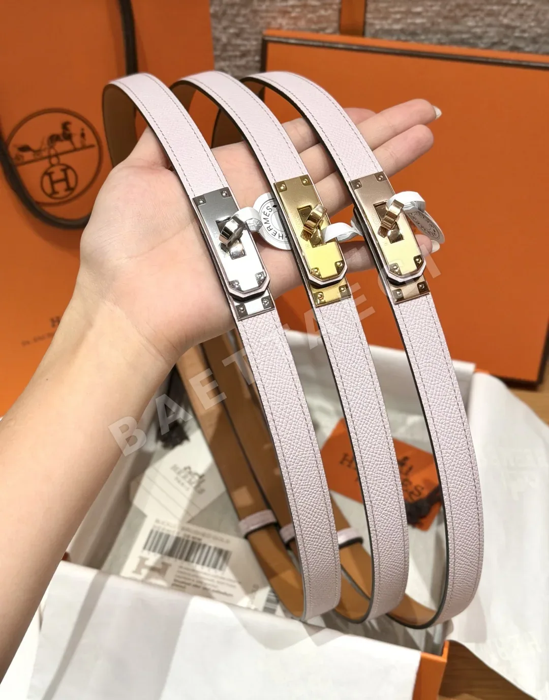 에르메스 켈리 팔라디움 버클 헌터 가죽 벨트 177659