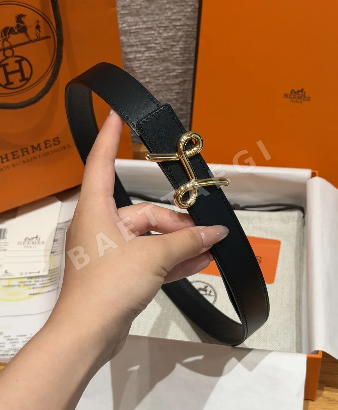 에르메스 크루아지에르 양면 가죽 벨트 상세 이미지 5