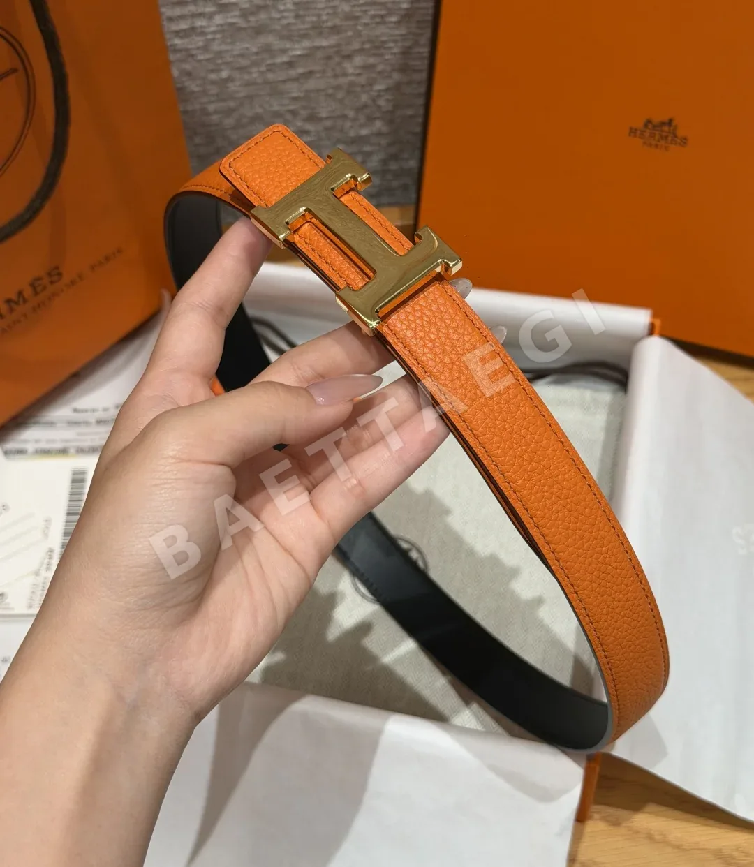 에르메스 H 오 캐레 리버서블 가죽 벨트 상세 이미지 4