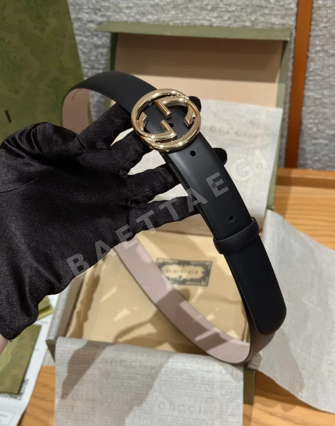 구찌 GG 마몬트 더블 G 버클 와이드 벨트 상세 이미지 4