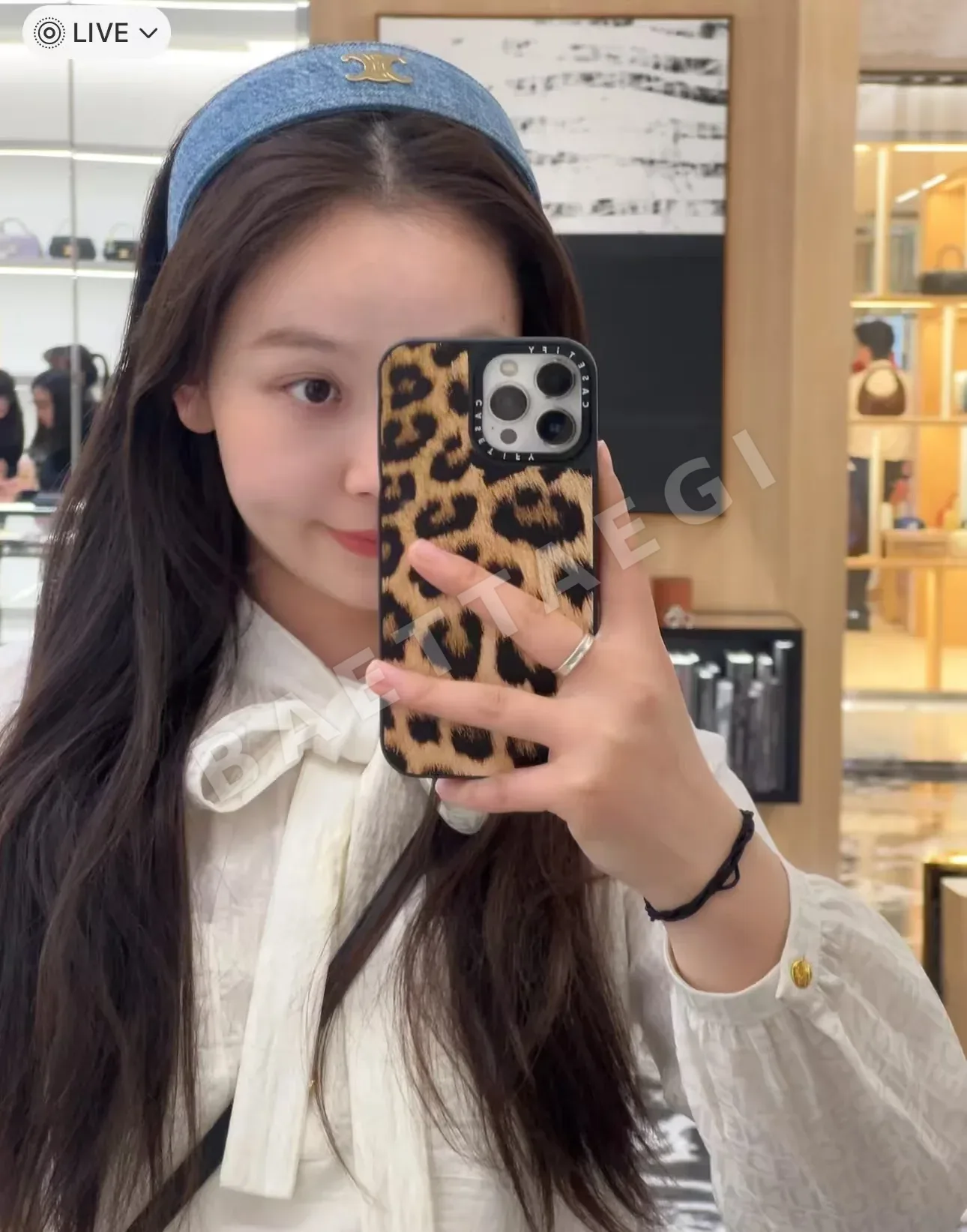 셀린느 골드 개선문 데님 블루 와이드 헤드밴드 상세 이미지 9