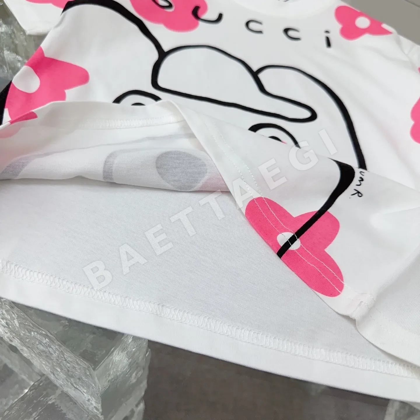 구찌 곰 패턴 발포 반팔 티셔츠 키즈 230G 상세 이미지 5