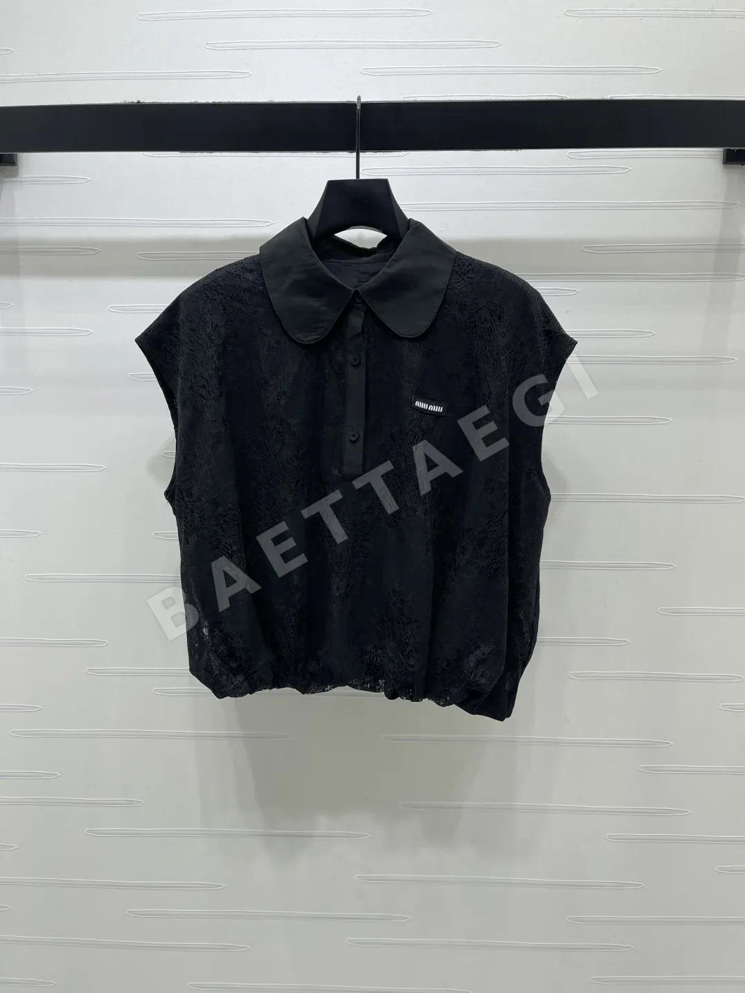 미우미우 피터팬 카라 레이스 반팔 셔츠 101679