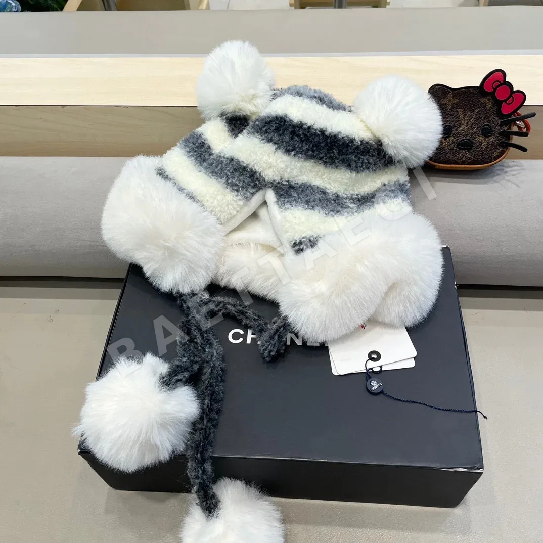 몽클레르 컬러블록 스트라이프 플리스 모자 상세 이미지 4