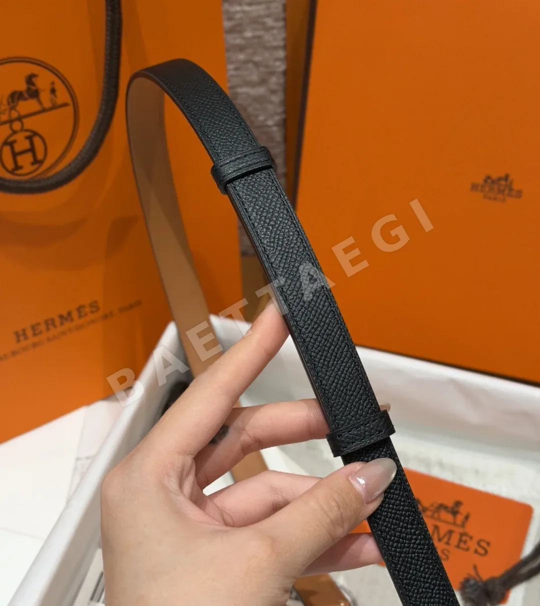 에르메스 켈리 팔라듐 버클 헌터 가죽 벨트 상세 이미지 8