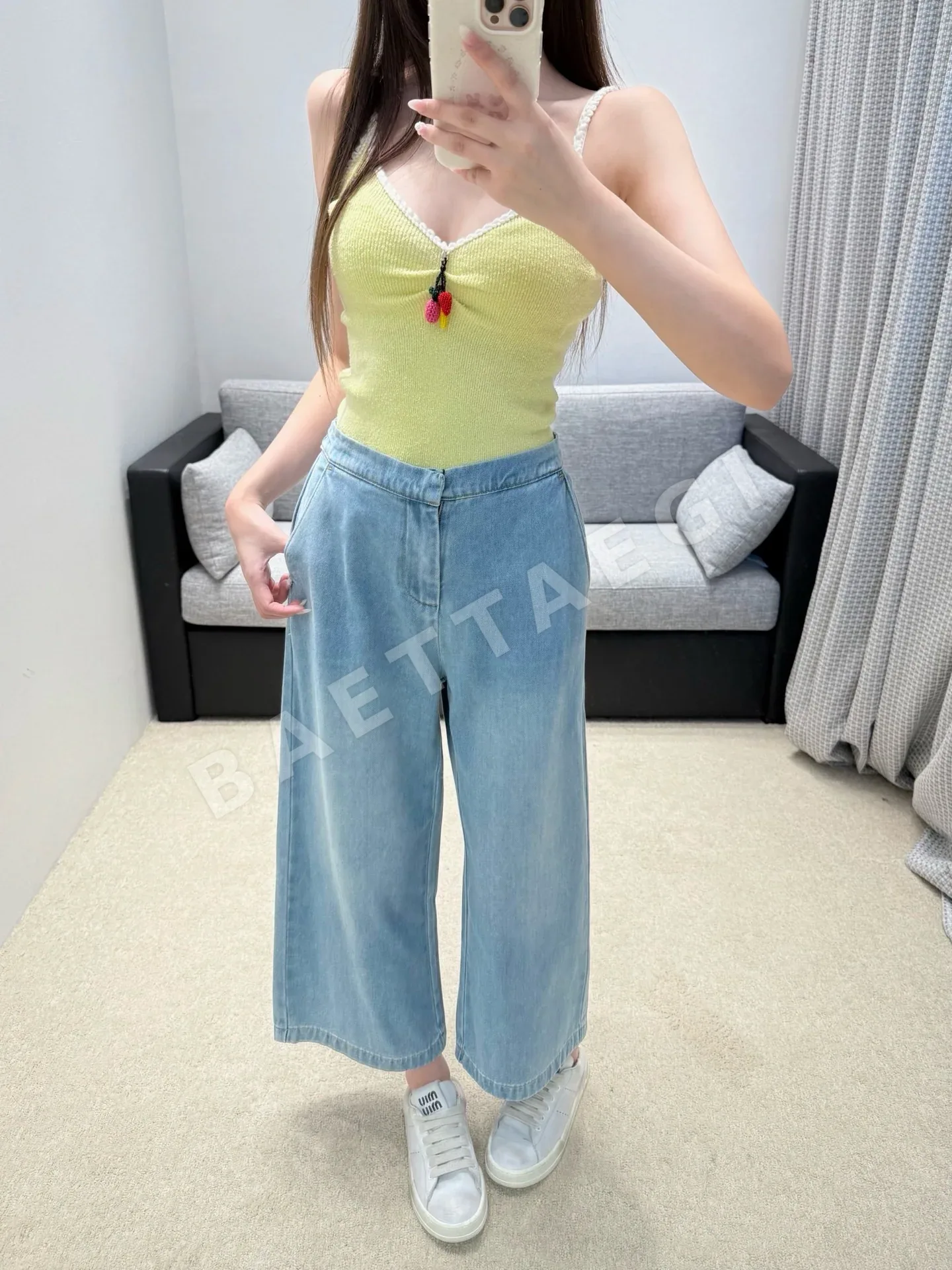 로에베 와이드 크롭 데님 바지 상세 이미지 4