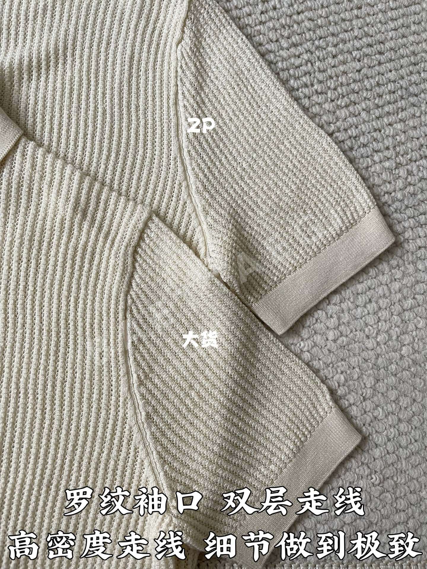 로로피아나 세로 리브 카라 반팔 셔츠 상세 이미지 7
