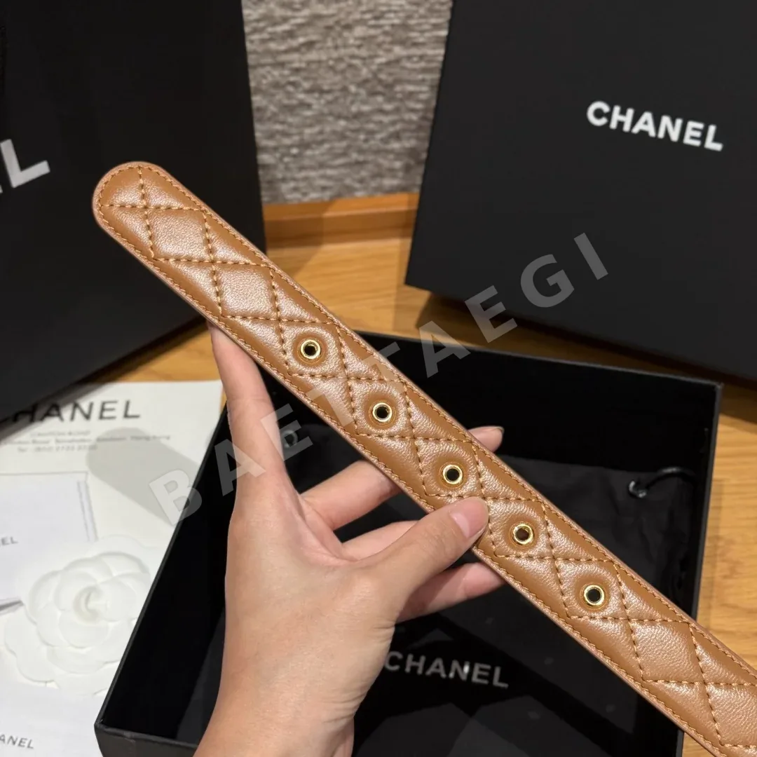 샤넬 다이아몬드 패턴 램스킨 더블 C 벨트 상세 이미지 7