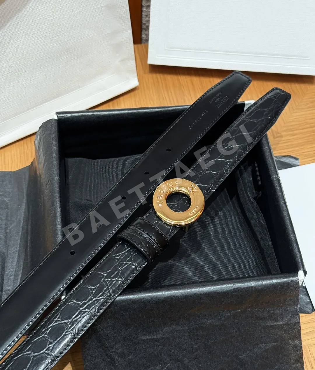 셀린느 디스크 골드 클라스프 양면 가죽 벨트 상세 이미지 6