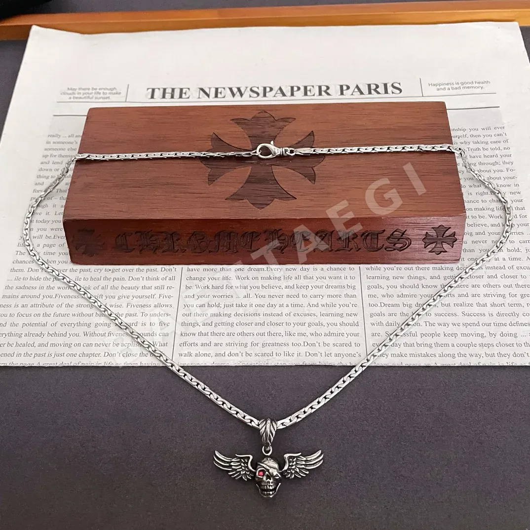크롬하츠 클래식 웨이브 해골 천사 펜던트 목걸이 상세 이미지 3