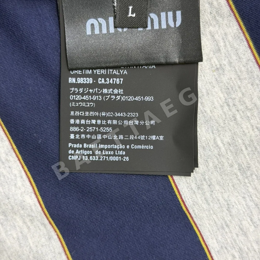 미우미우 스트라이프 코튼 니트 가디건 상세 이미지 9