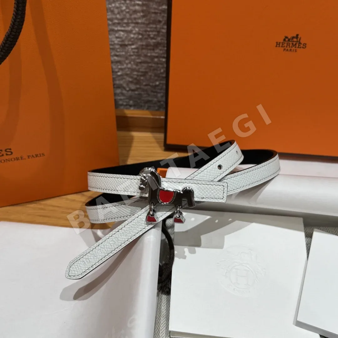 에르메스 포니 버클 송아지가죽 양면 벨트 상세 이미지 5
