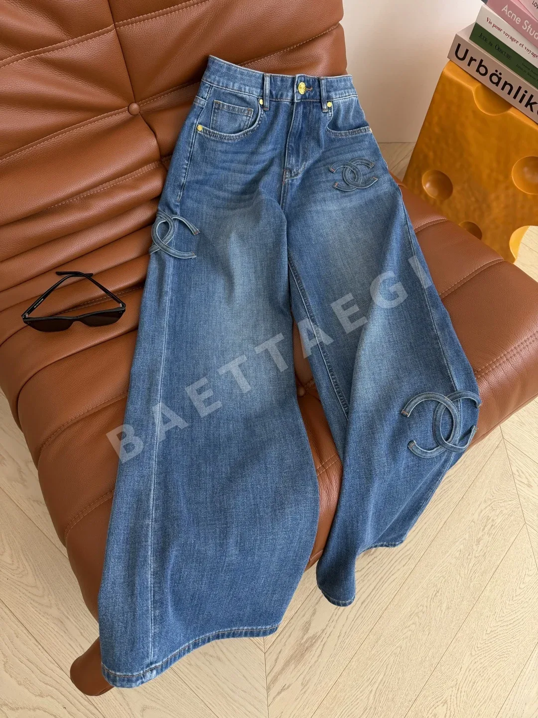 샤넬 더블 C 장식 하이웨스트 데님 바지 상세 이미지 3