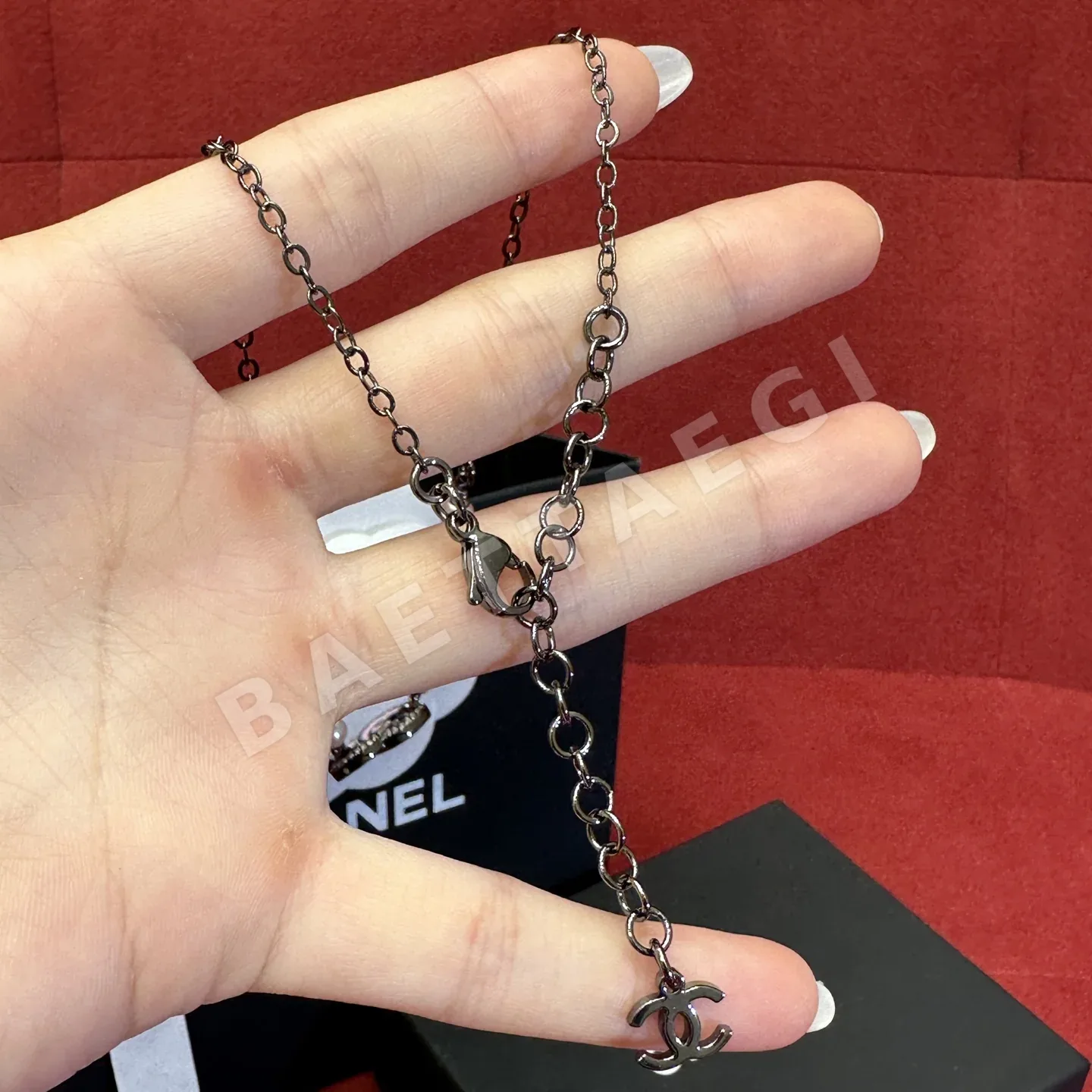 샤넬 다이아몬드 장식 더블 C 진주 목걸이 상세 이미지 3