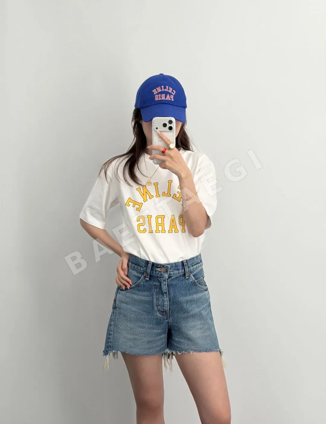 셀린느 컬러 블록 문자 프린트 반팔 티셔츠 상세 이미지 3