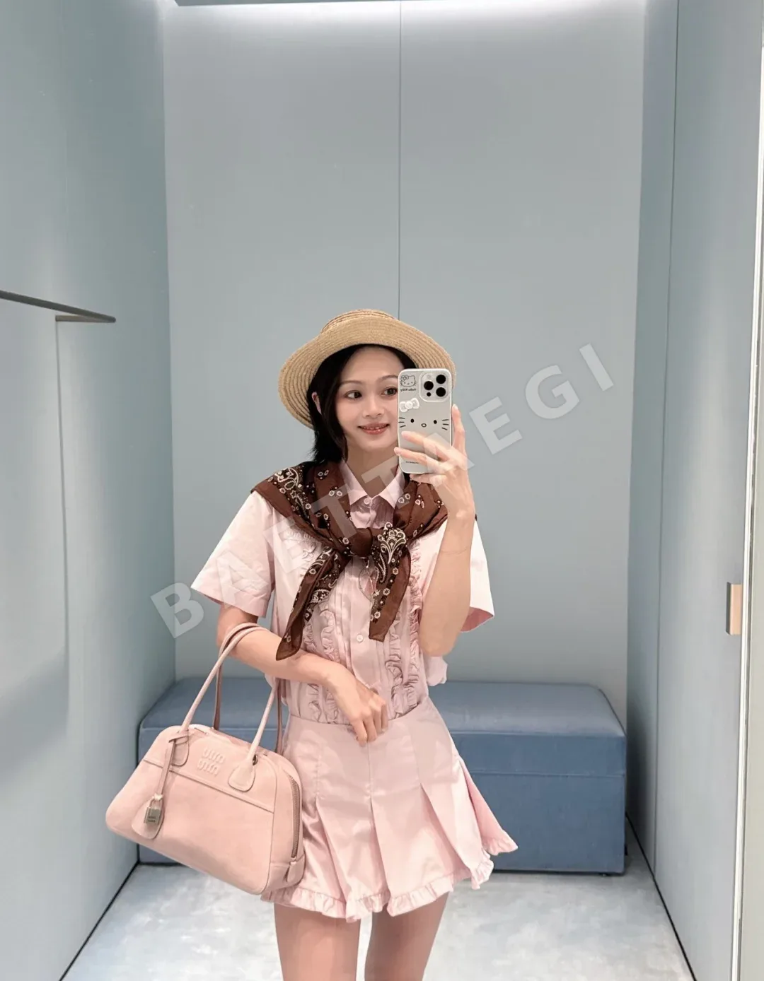 미우미우 프릴 크롭 반팔 셔츠 상세 이미지 7
