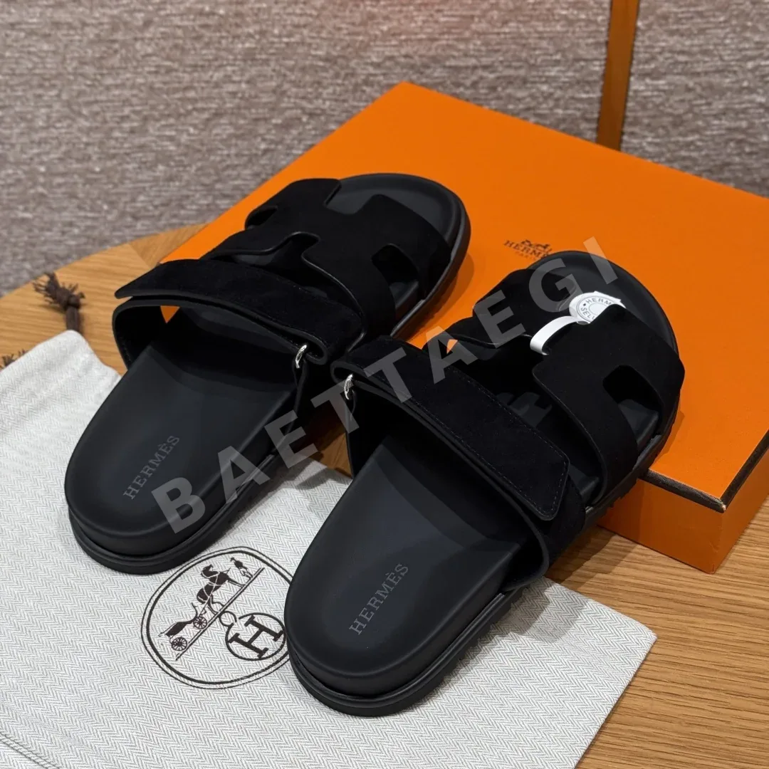 에르메스 시프레 샌들 블랙 가죽 상세 이미지 4
