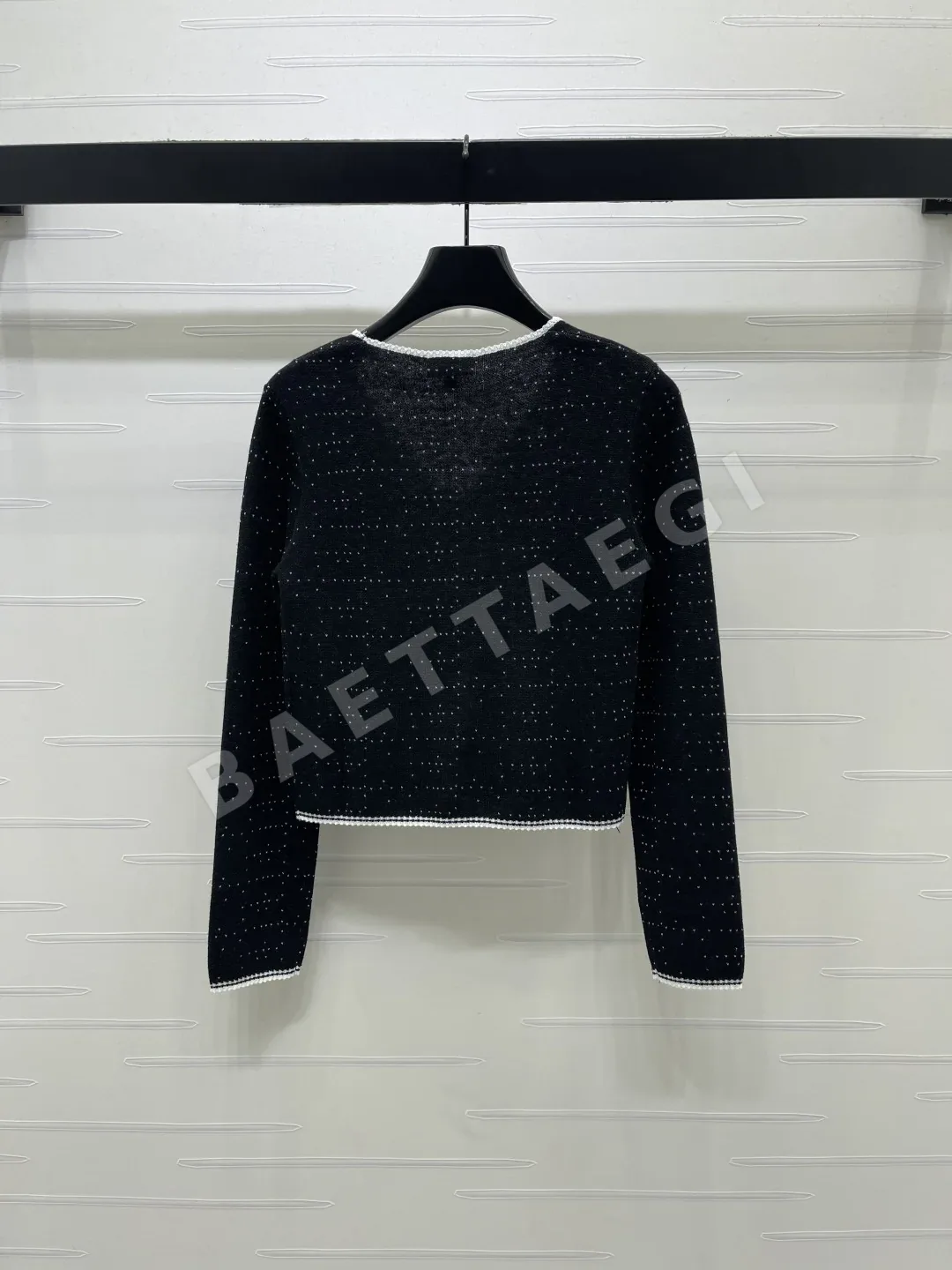 샤넬 V넥 울 도트 체크 가디건 상세 이미지 8