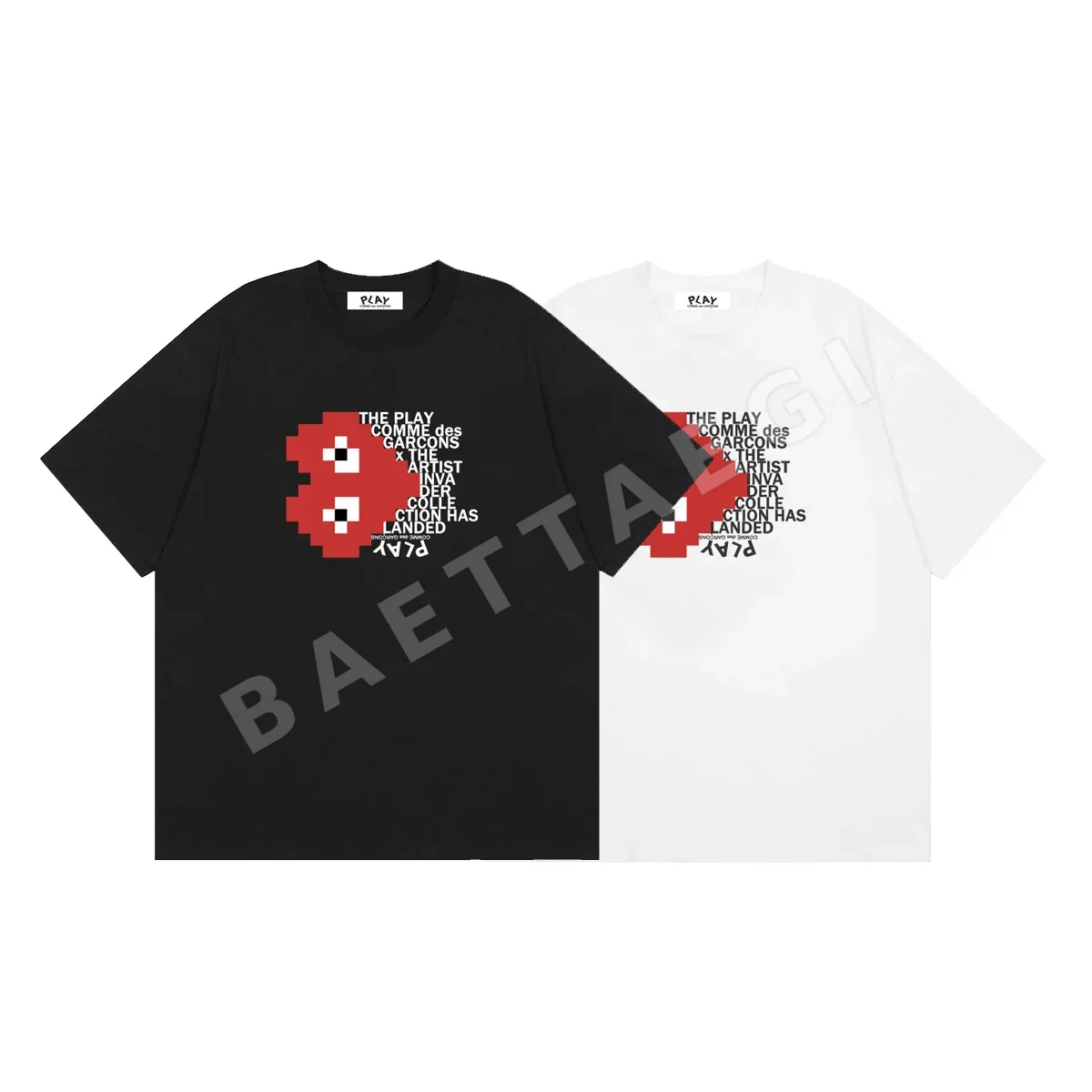 꼼데가르송 여성 하트 프린트 반팔 티셔츠 88274