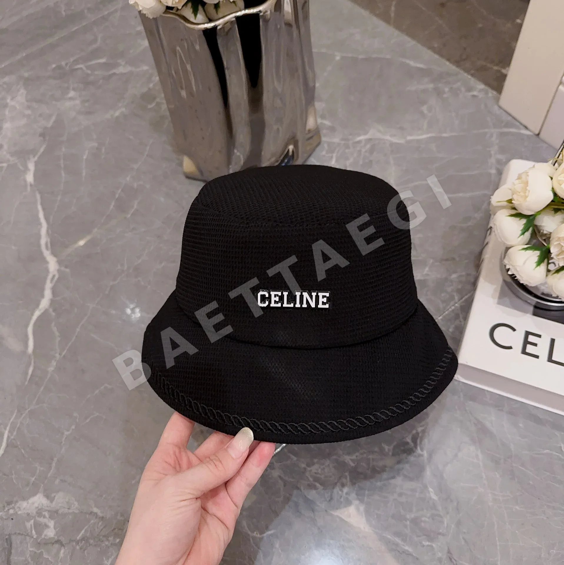 셀린느 체크 코튼 자카드 어부 모자 상세 이미지 2