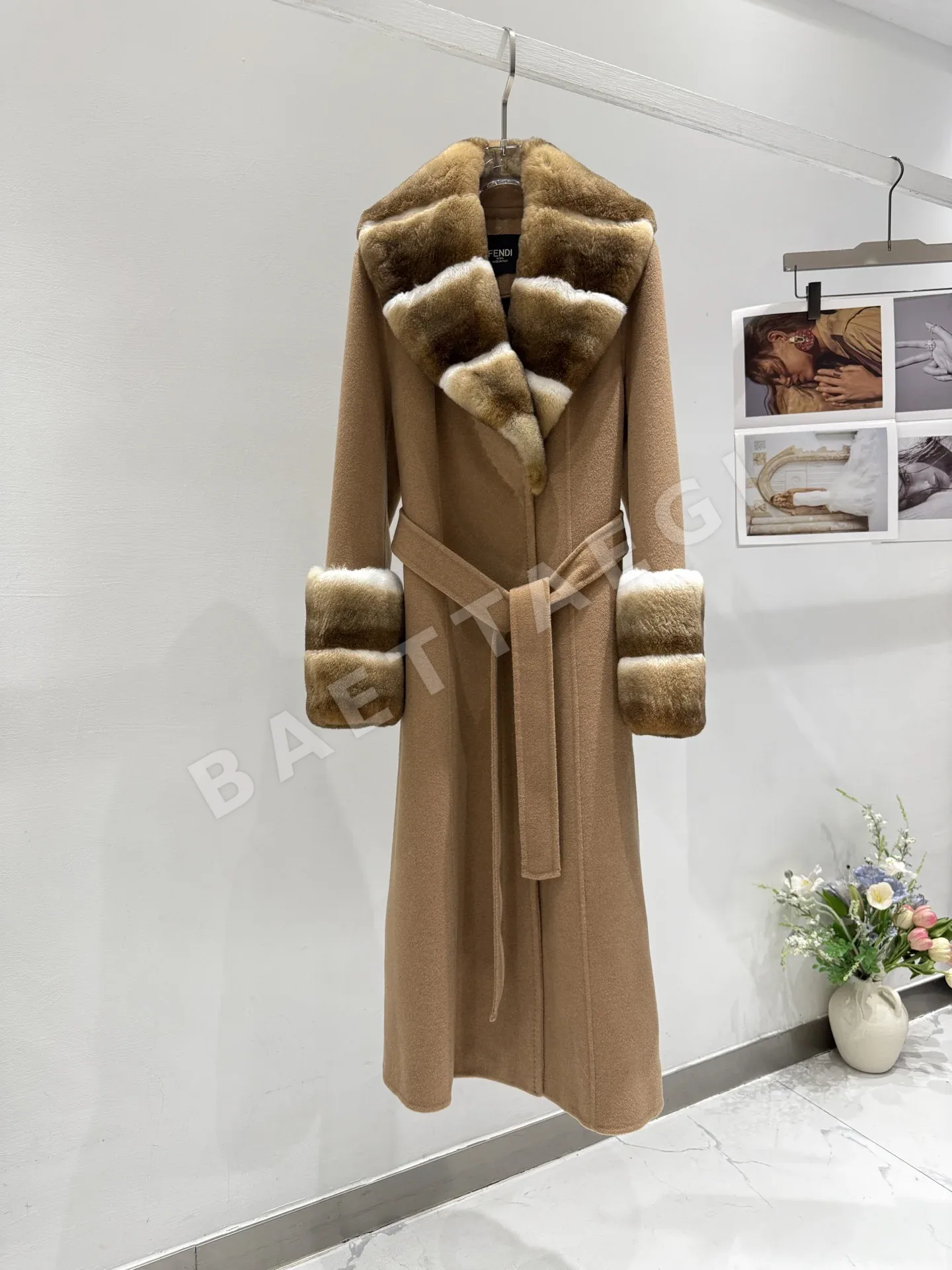 펜디 카시미어 울 벨트 롱 자켓 206653