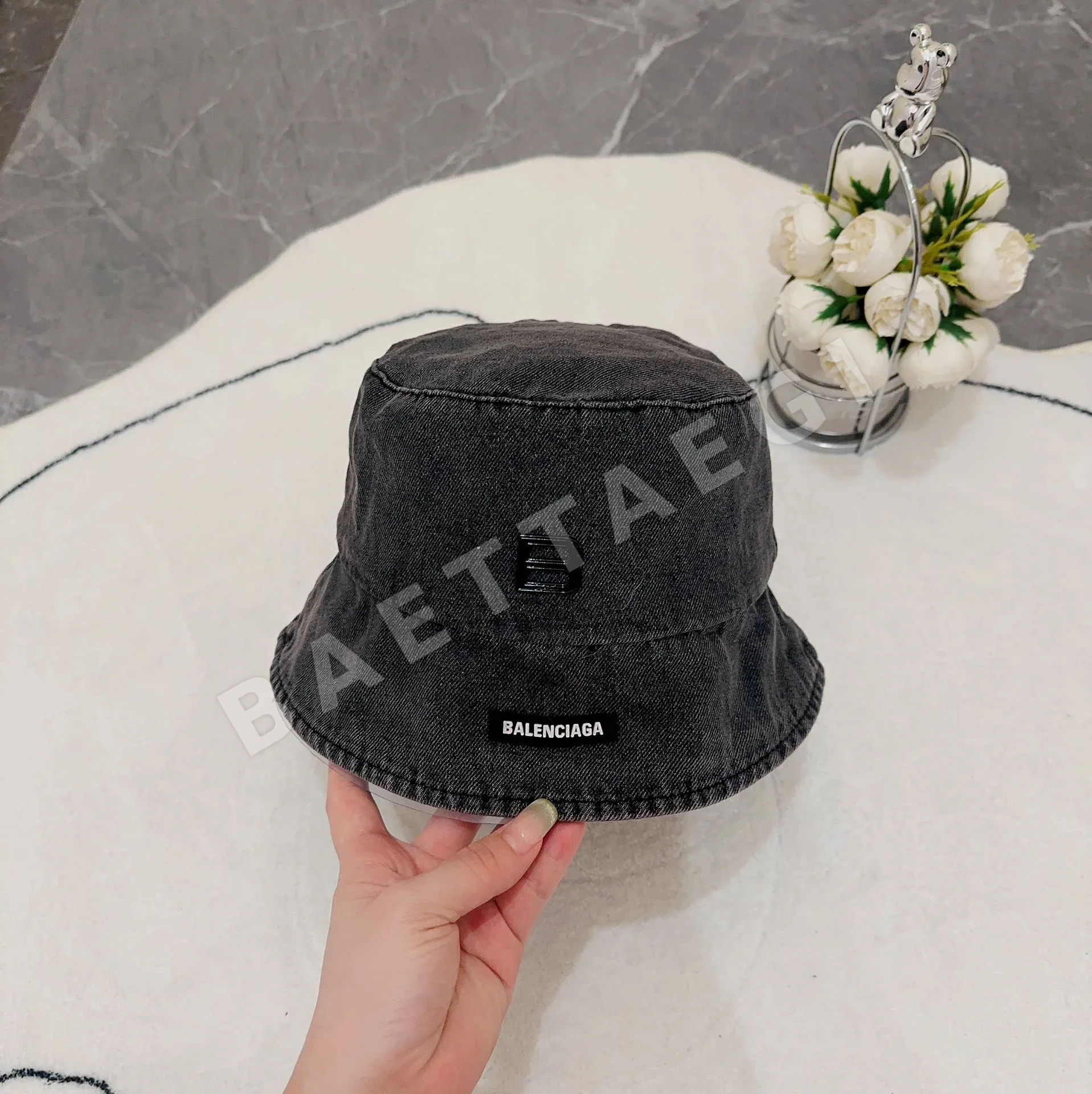 발렌시아가 데님 버킷 햇 모자 78128