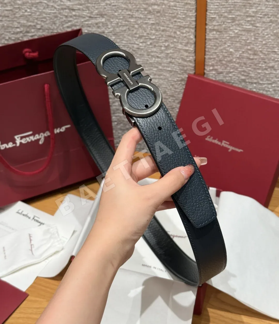 페레가모 간치니 가죽 양면 벨트 상세 이미지 4
