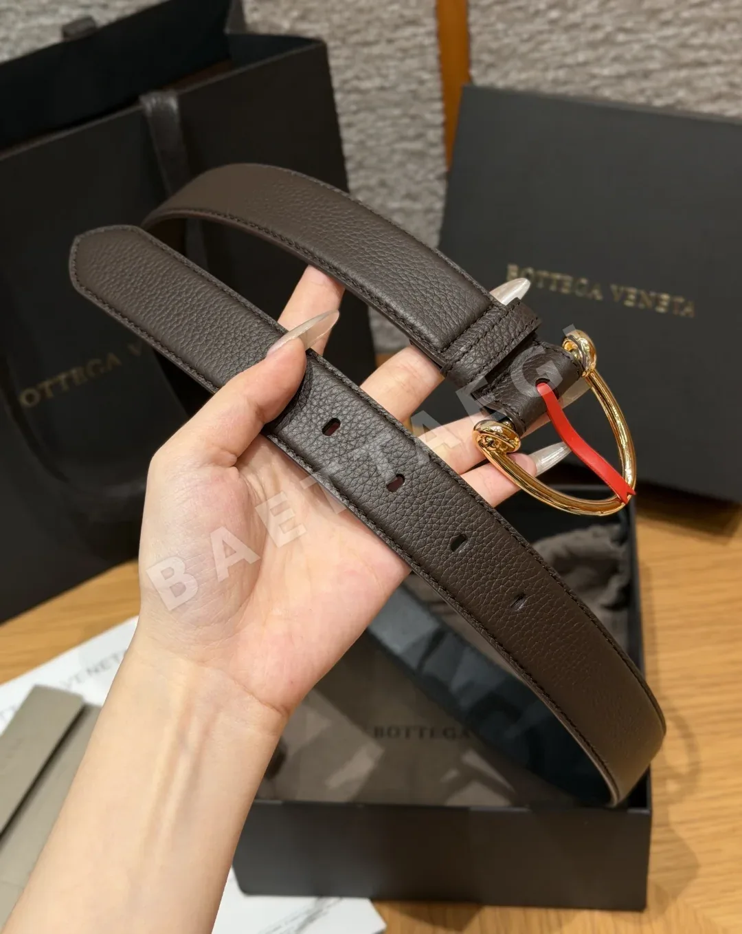 보테가베네타 호스비트 D링 가죽 벨트 상세 이미지 5