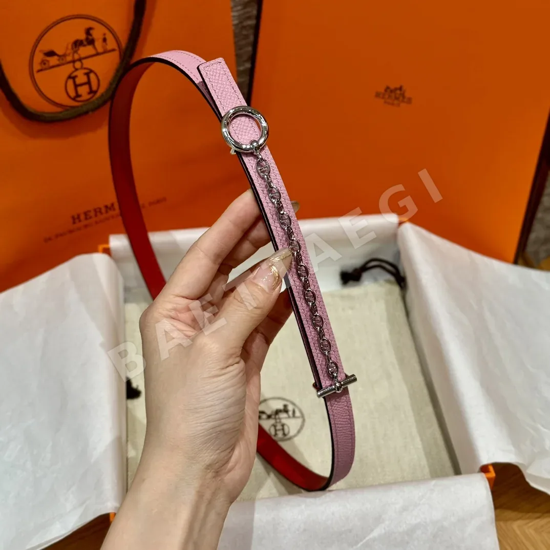 에르메스 팔라듐 도금 체인 버클 가죽 벨트 상세 이미지 4