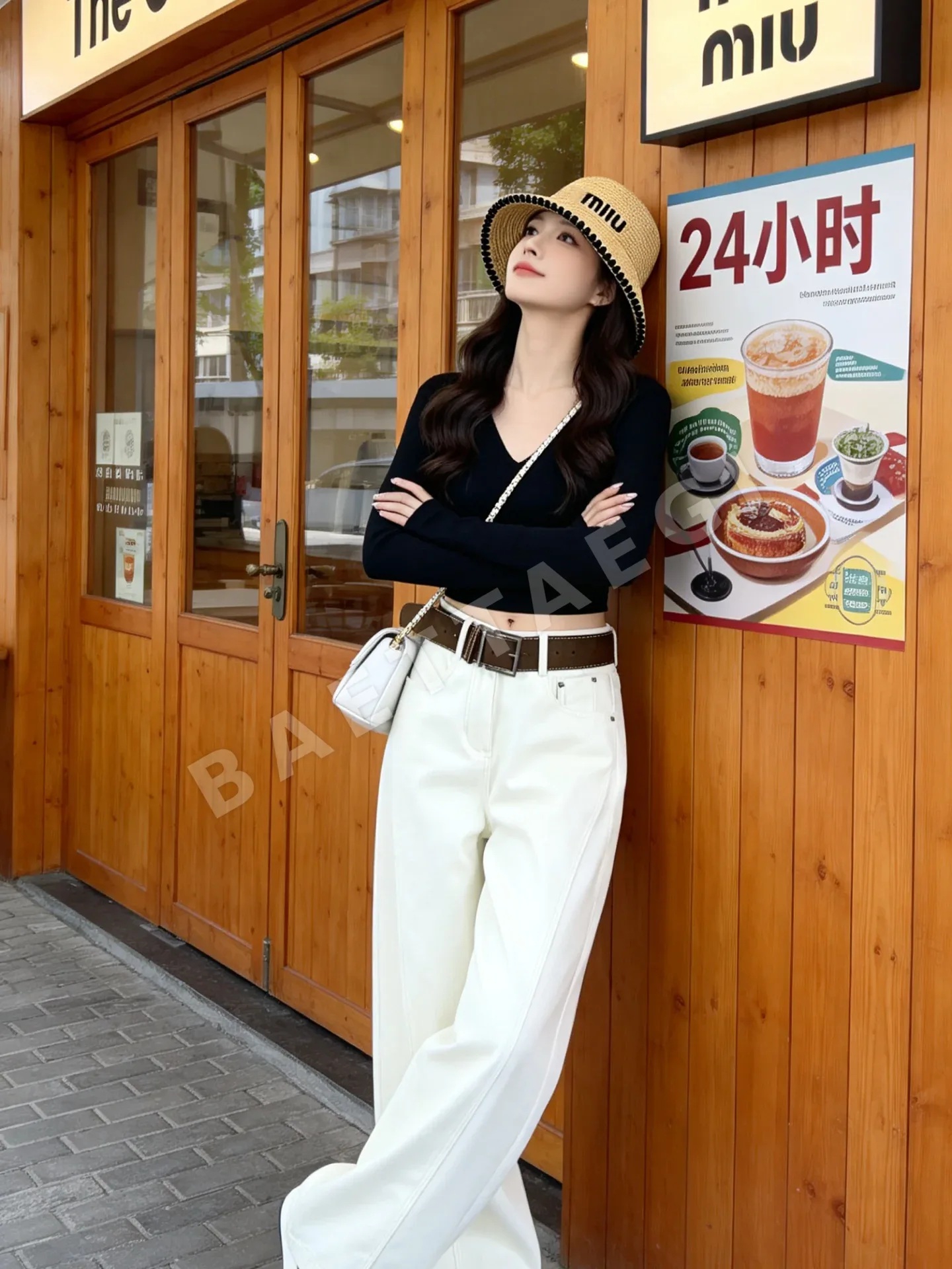 미우미우 라피아 메시 밀짚모자 상세 이미지 3