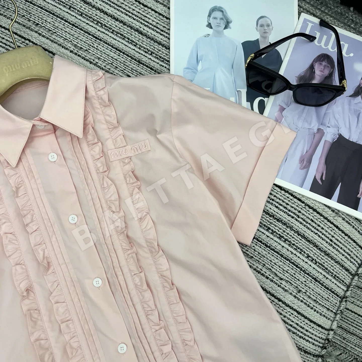미우미우 프릴 카라 반팔셔츠 상세 이미지 5