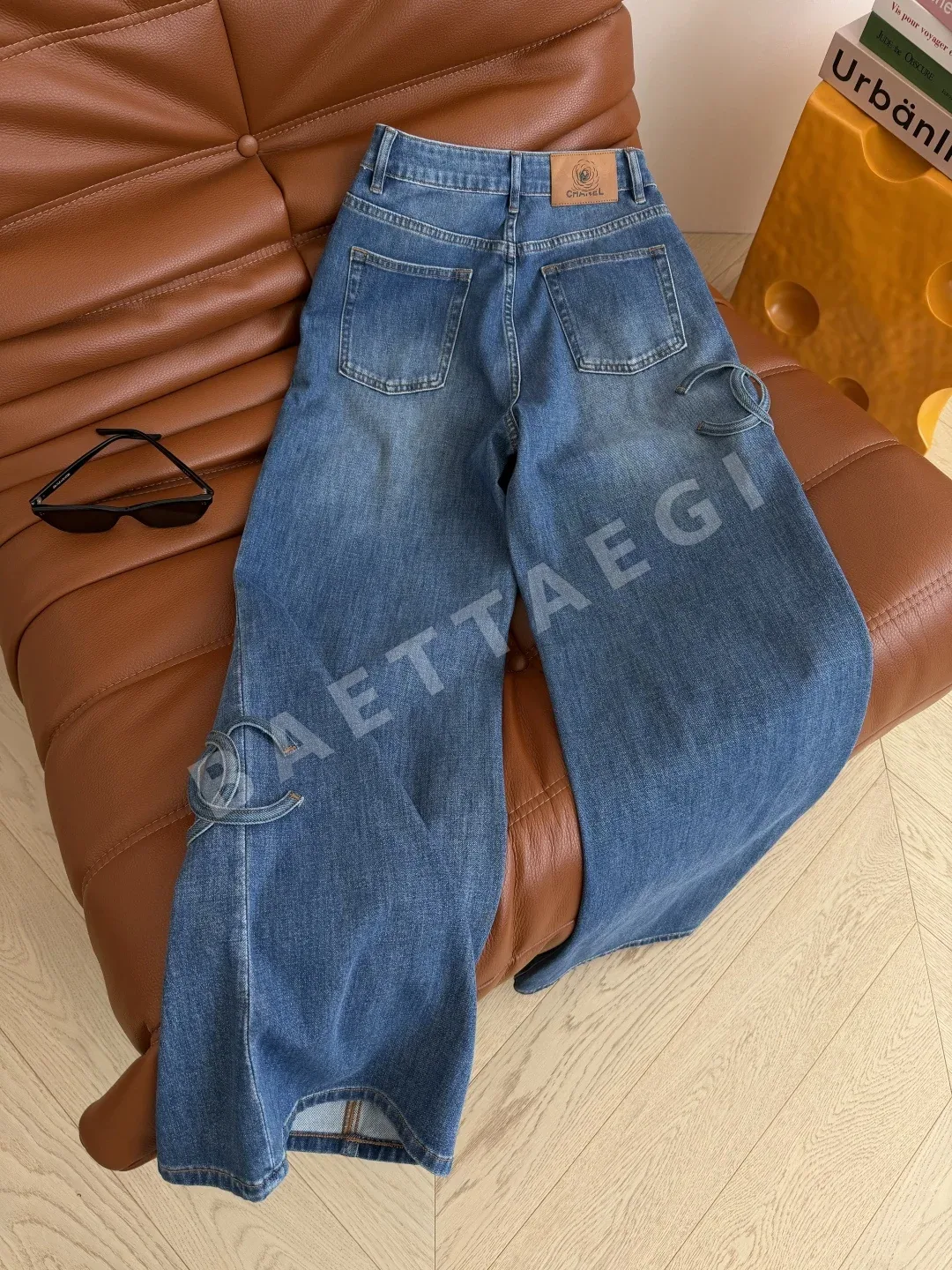 샤넬 더블 C 장식 하이웨스트 데님 바지 상세 이미지 8