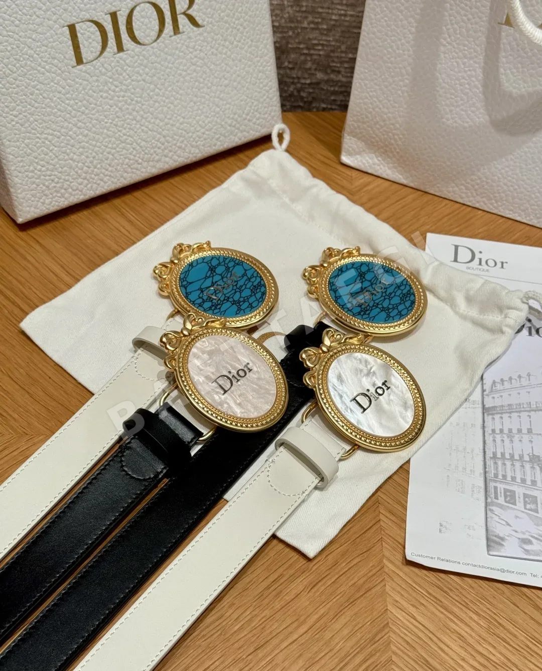디올 Delta 로고 골드 버클 소가죽 벨트 상세 이미지 3