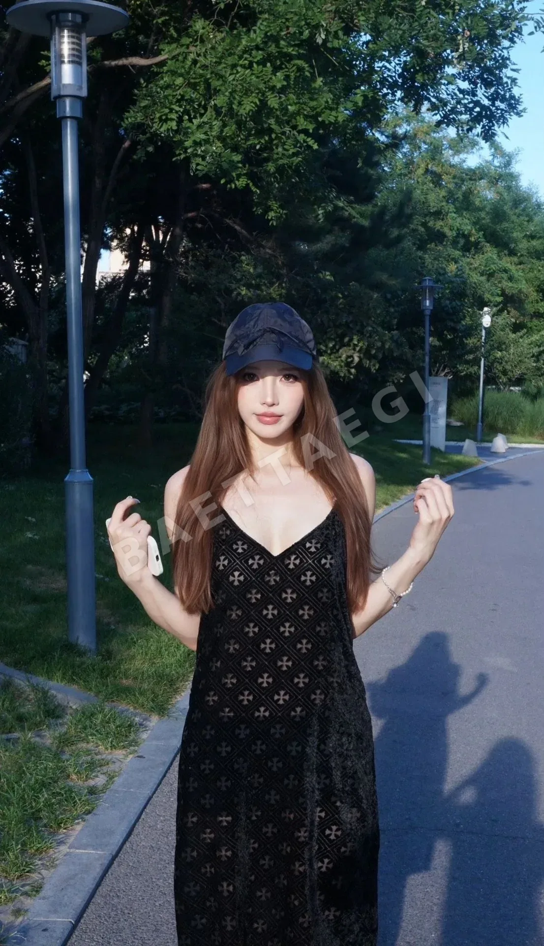 크롬하츠 블랙 크로스 벨벳 슬립 원피스 상세 이미지 10